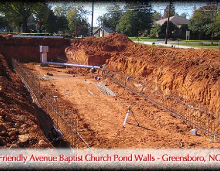Friendly Avenue Baptis Chruch Pond Walls - Greensboro, NC
